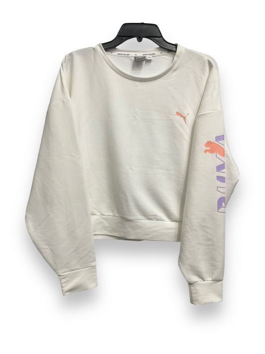 Athletic Top Long Sleeve Crewneck By Puma In White, Size: L