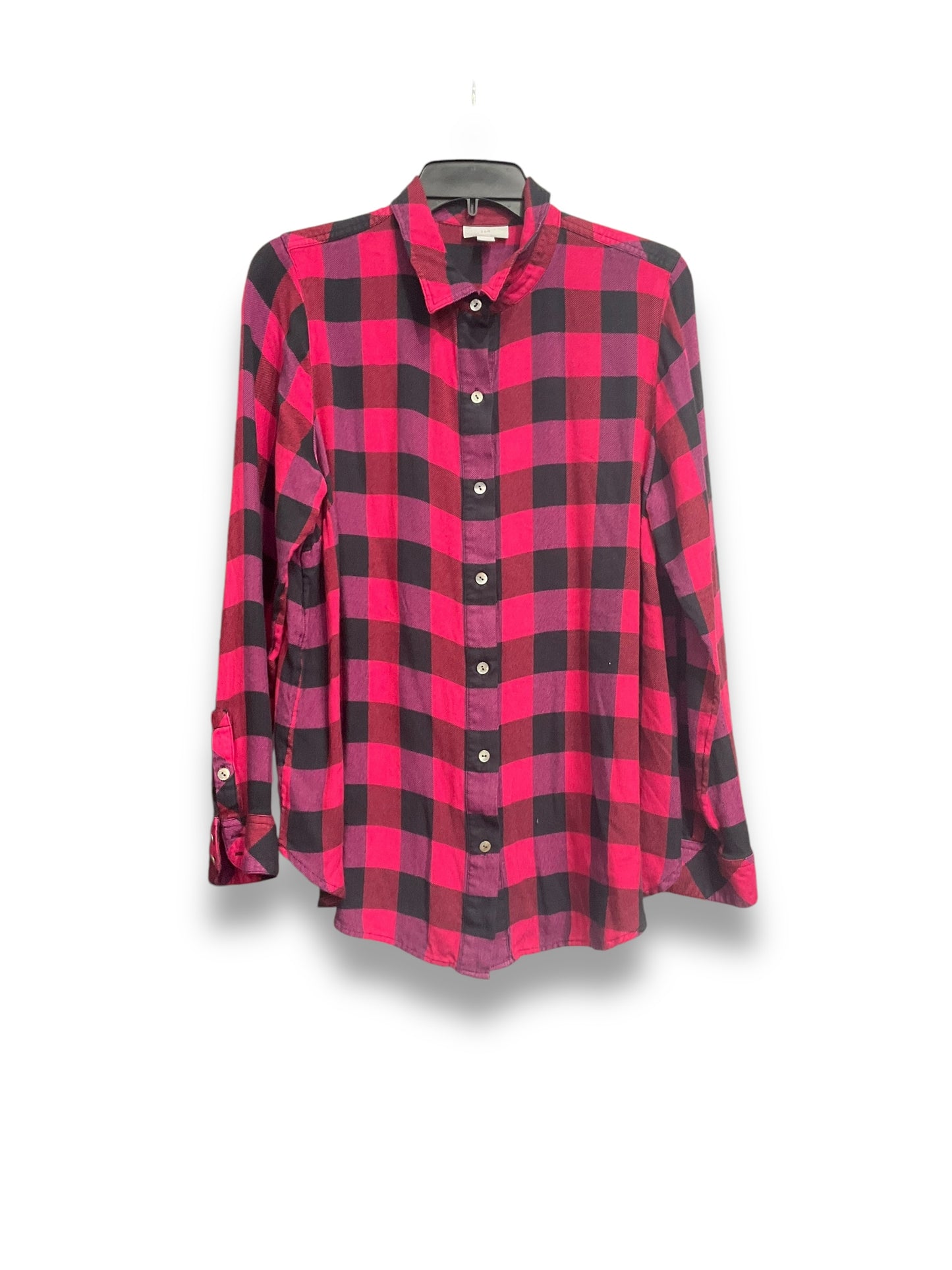 Top Long Sleeve By J. Jill In Plaid Pattern, Size: M