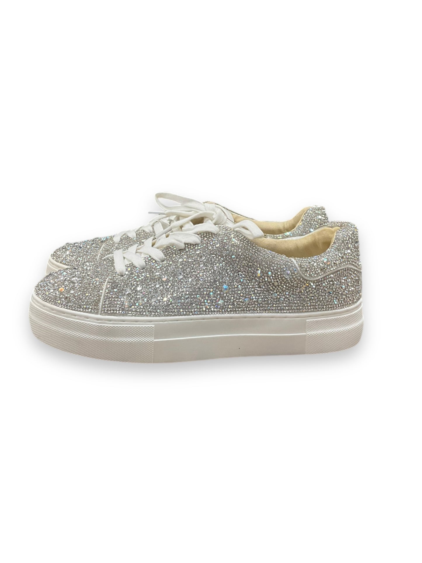 Shoes Sneakers By Betsey Johnson In Silver, Size: 9