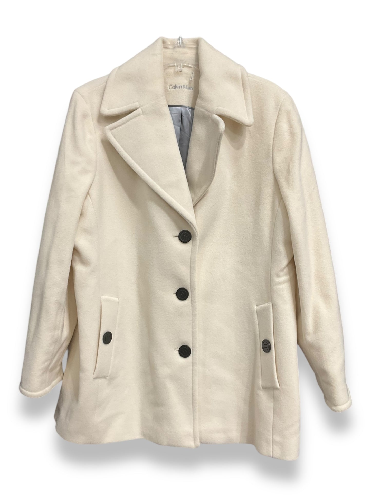 Coat Peacoat By Calvin Klein In Cream, Size: Xl