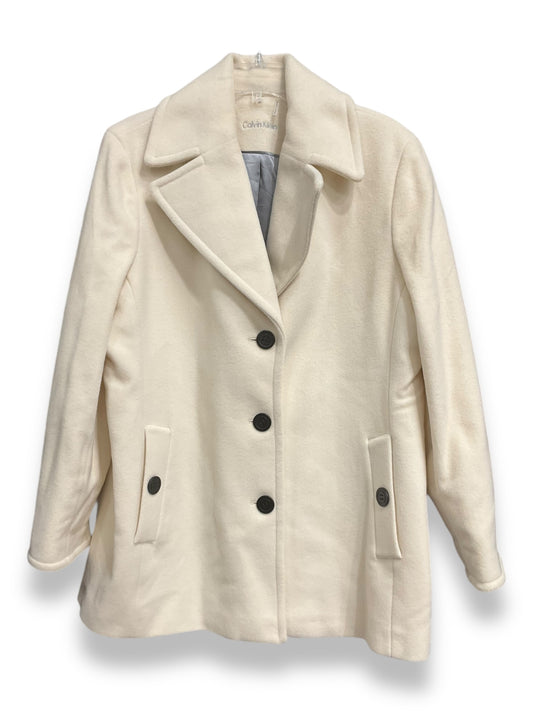 Coat Peacoat By Calvin Klein In Cream, Size: Xl