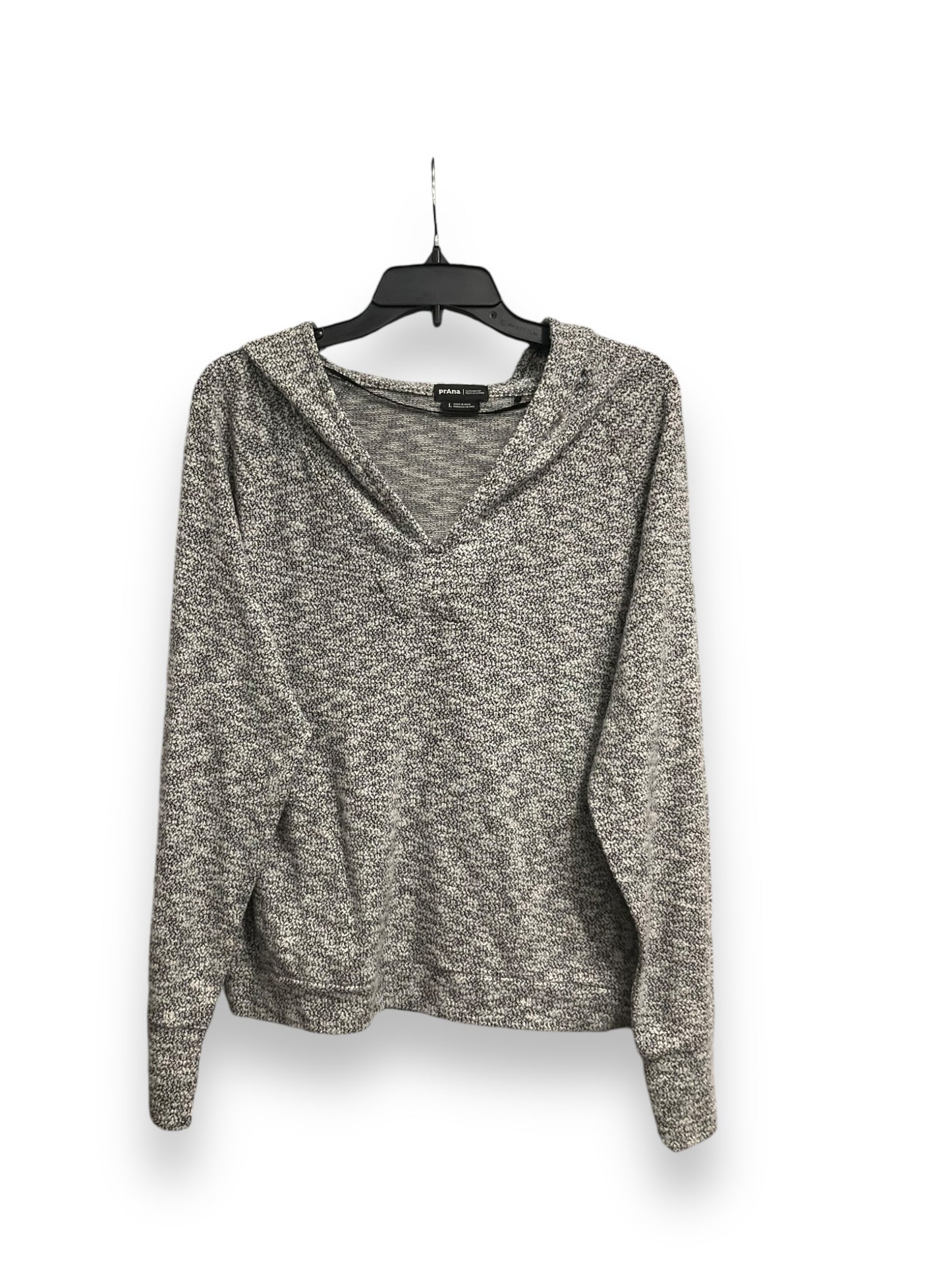 Top Long Sleeve By Prana In Black & White, Size: L