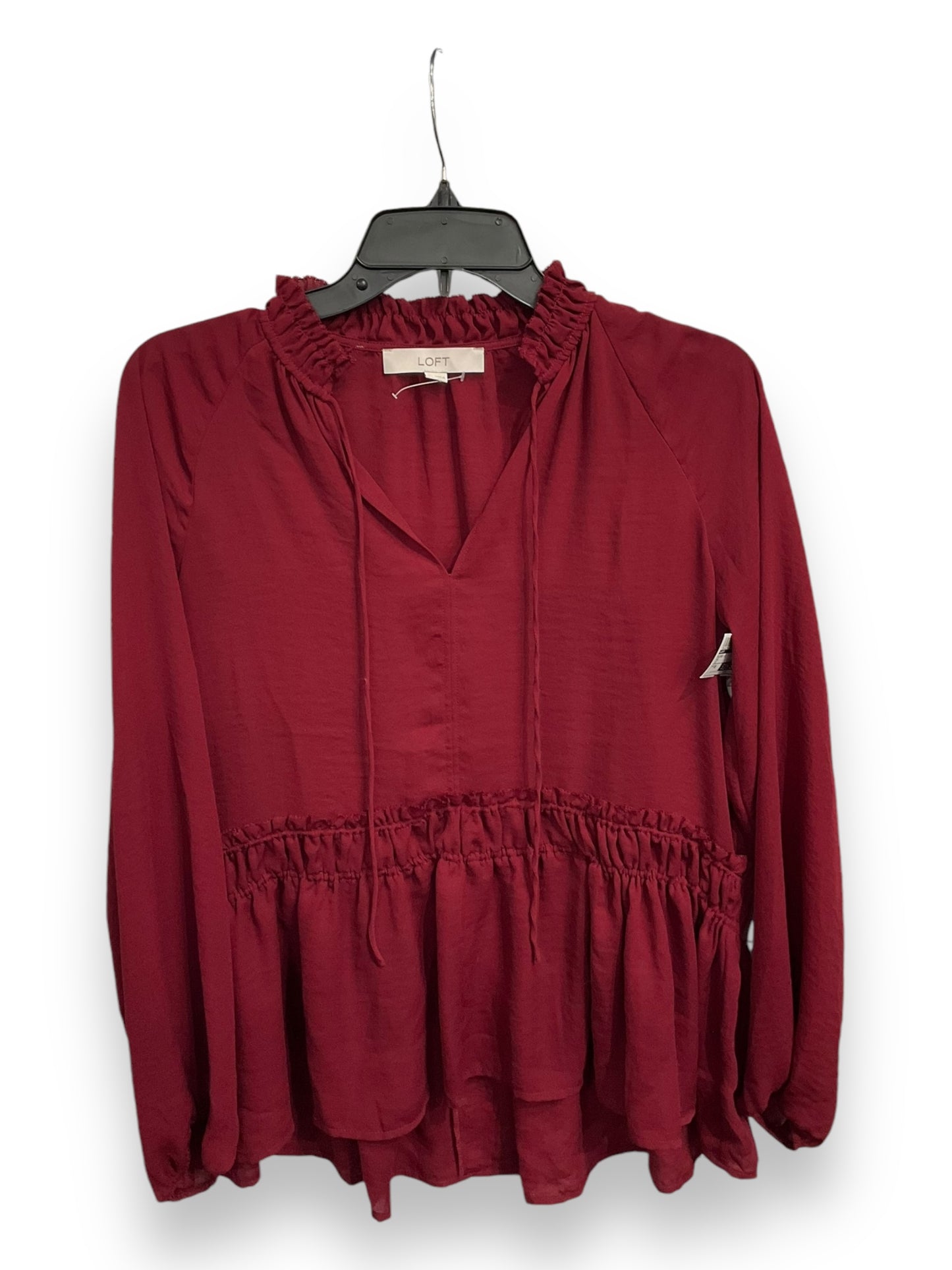 Blouse Long Sleeve By Loft In Red, Size: Xs