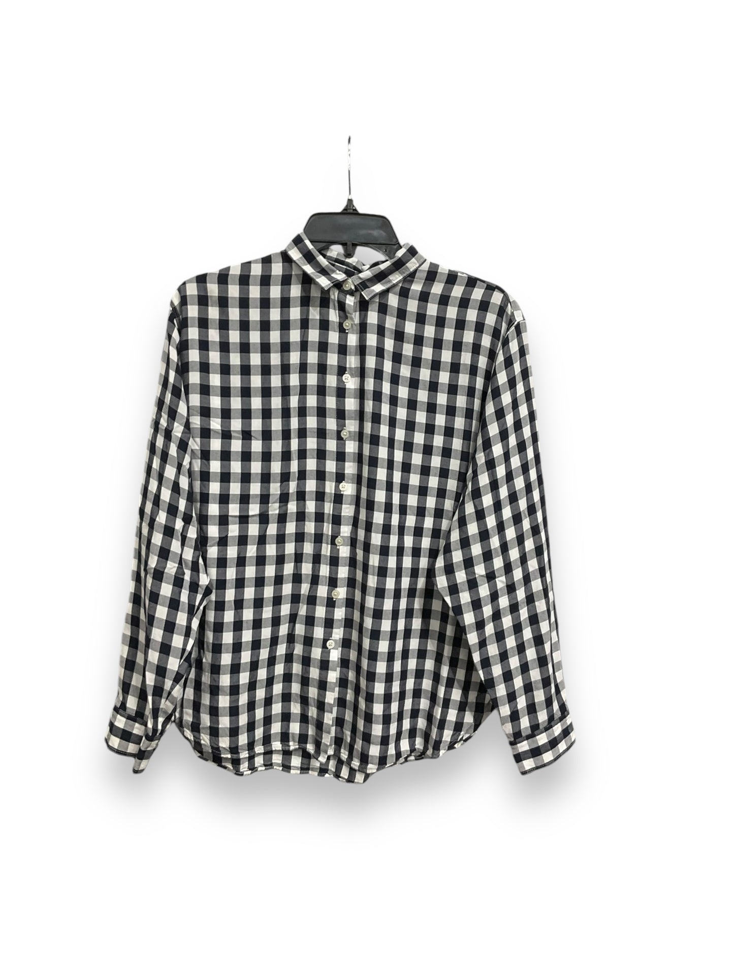 Top Long Sleeve By Loft In Plaid Pattern, Size: S