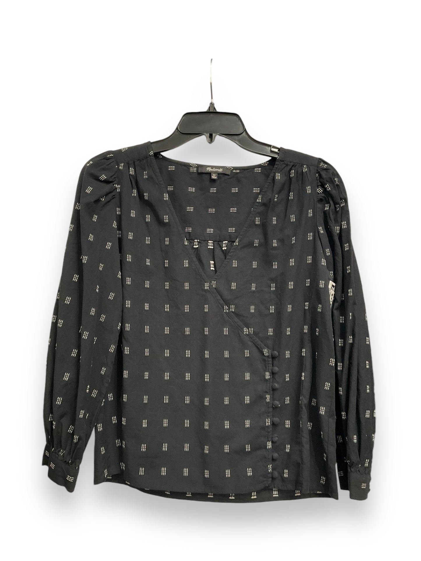 Top Long Sleeve By Madewell In Black & White, Size: Xs