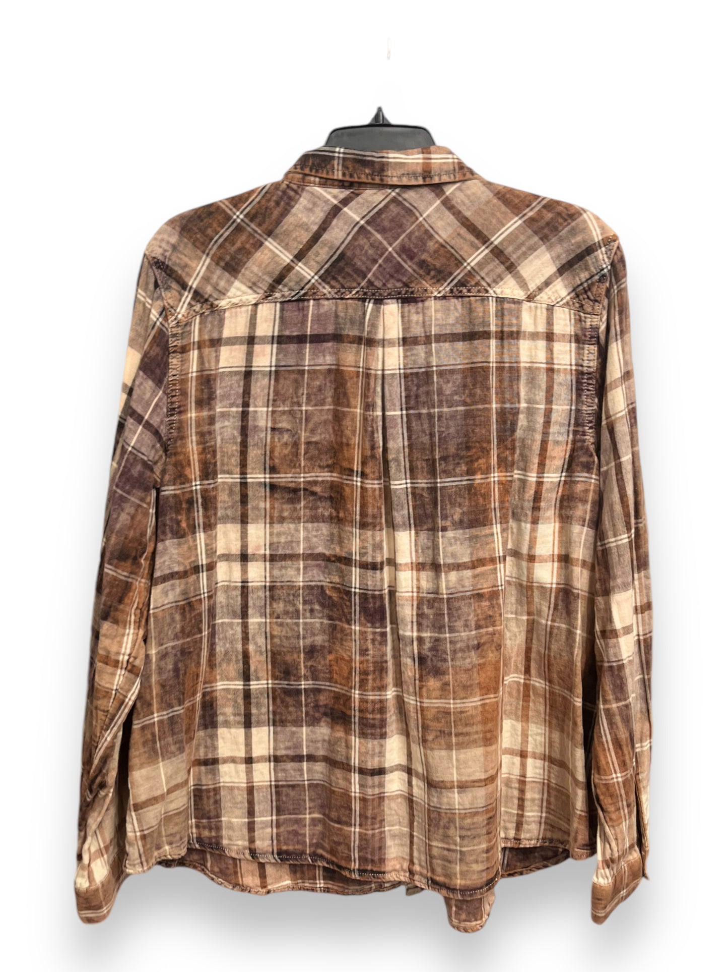 Top Long Sleeve By Maurices In Plaid Pattern, Size: Xxl