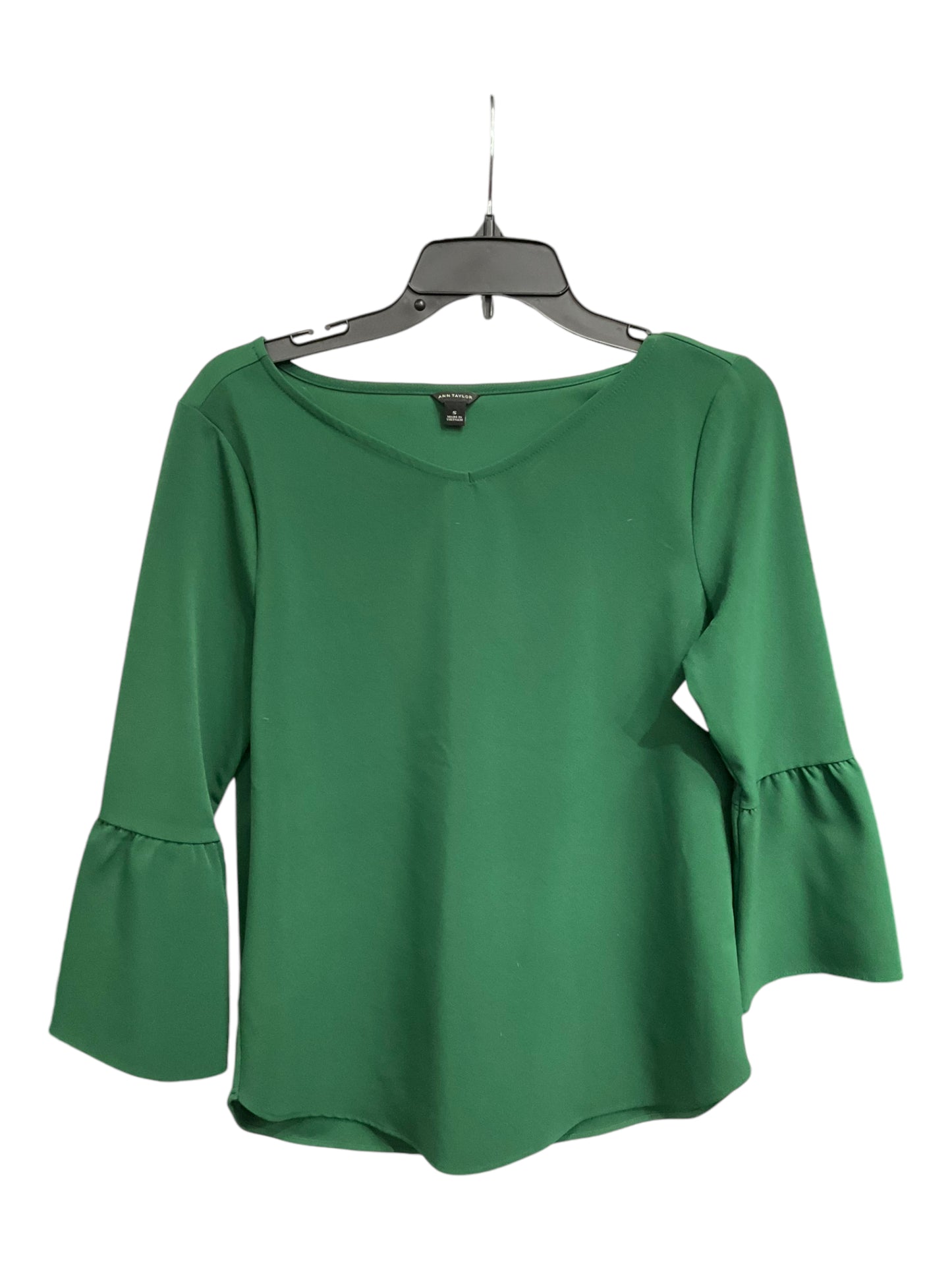 Top 3/4 Sleeve By Ann Taylor In Green, Size: S