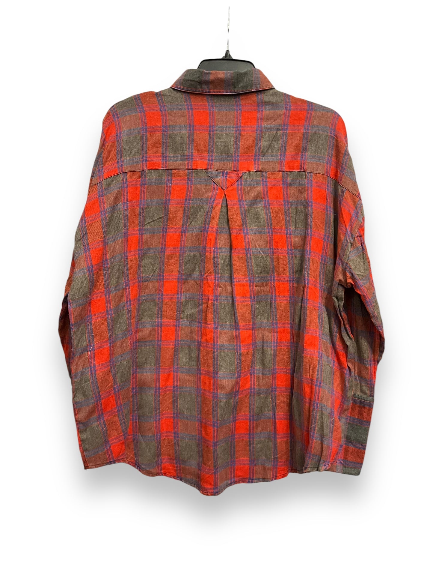 Top Long Sleeve By Angie In Plaid Pattern, Size: L