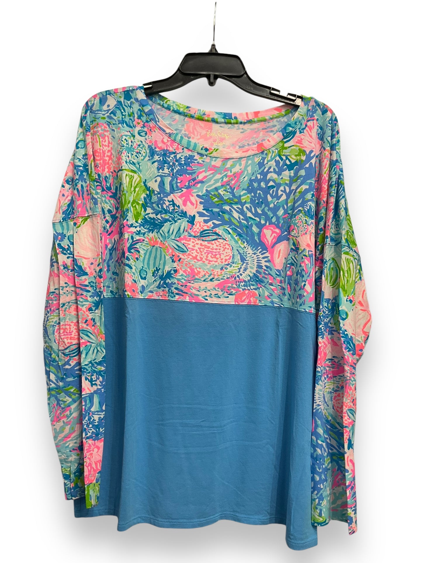 Top Long Sleeve Designer By Lilly Pulitzer In Blue & Pink, Size: Xl