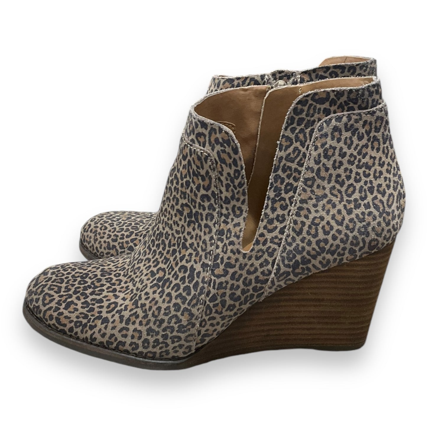 Boots Ankle Heels By Lucky Brand In Animal Print, Size: 8