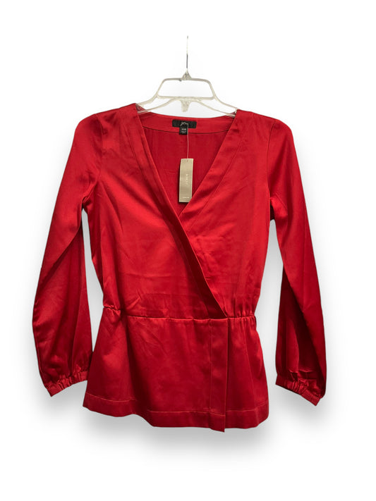 Top Long Sleeve By J. Crew In Red, Size: Xxs