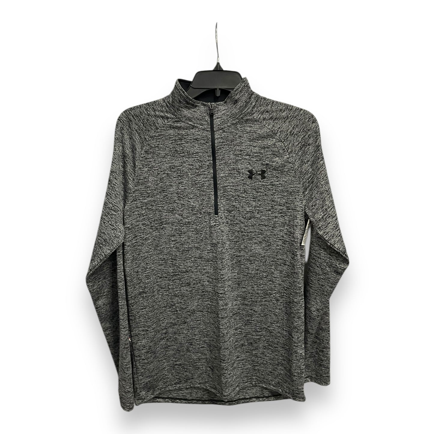 Athletic Top Long Sleeve Collar By Under Armour In Grey, Size: S