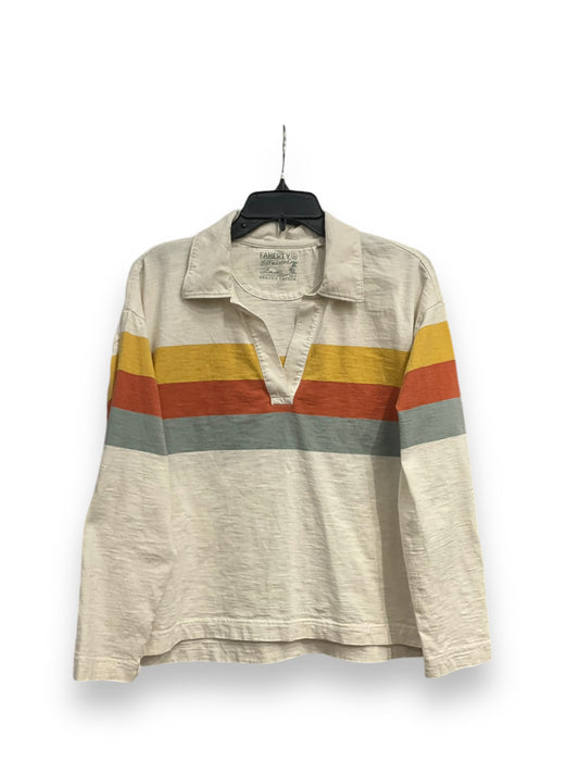 Top Long Sleeve By Faherty In Striped Pattern, Size: M