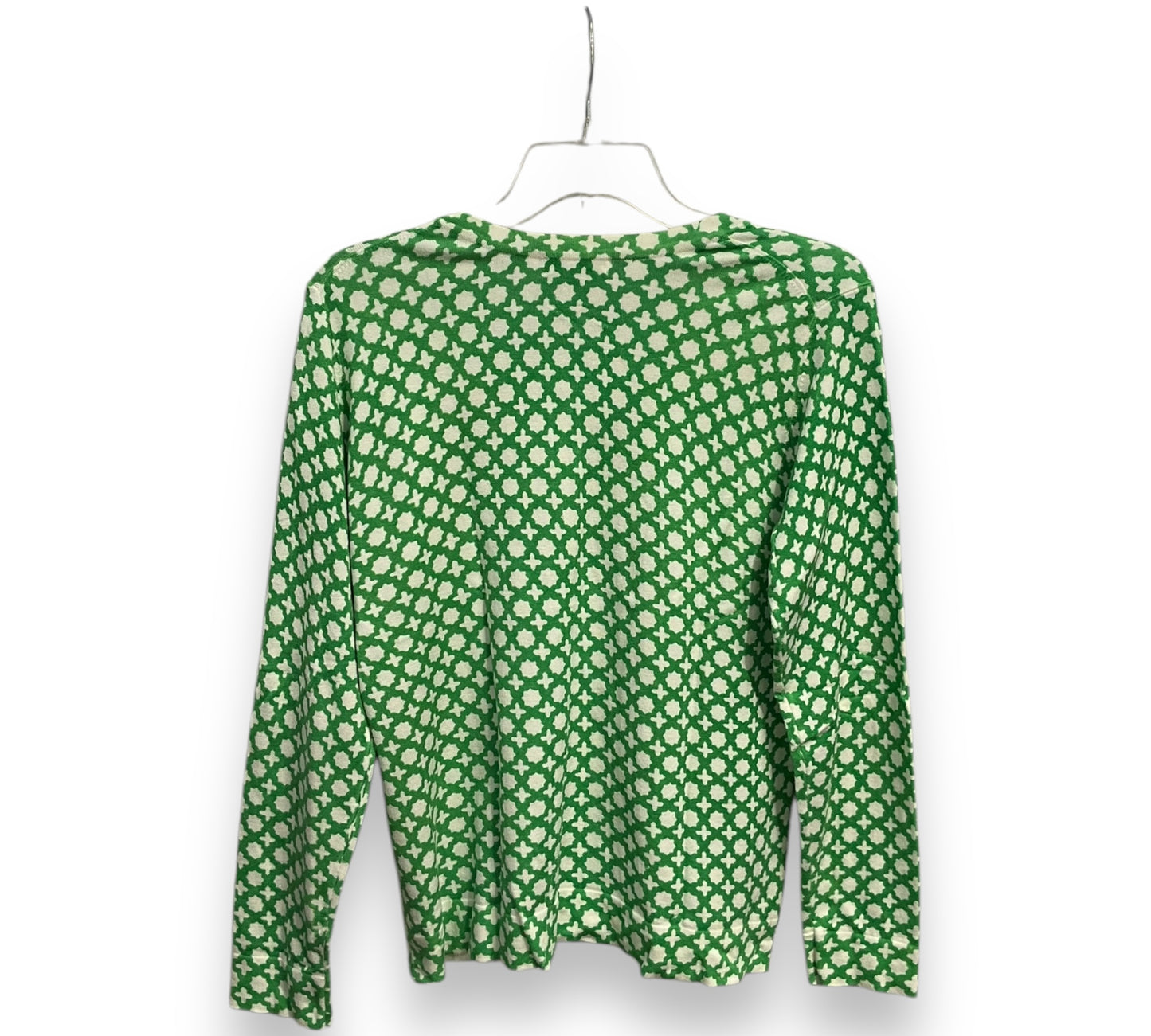 Cardigan By Charter Club In Green & White, Size: L