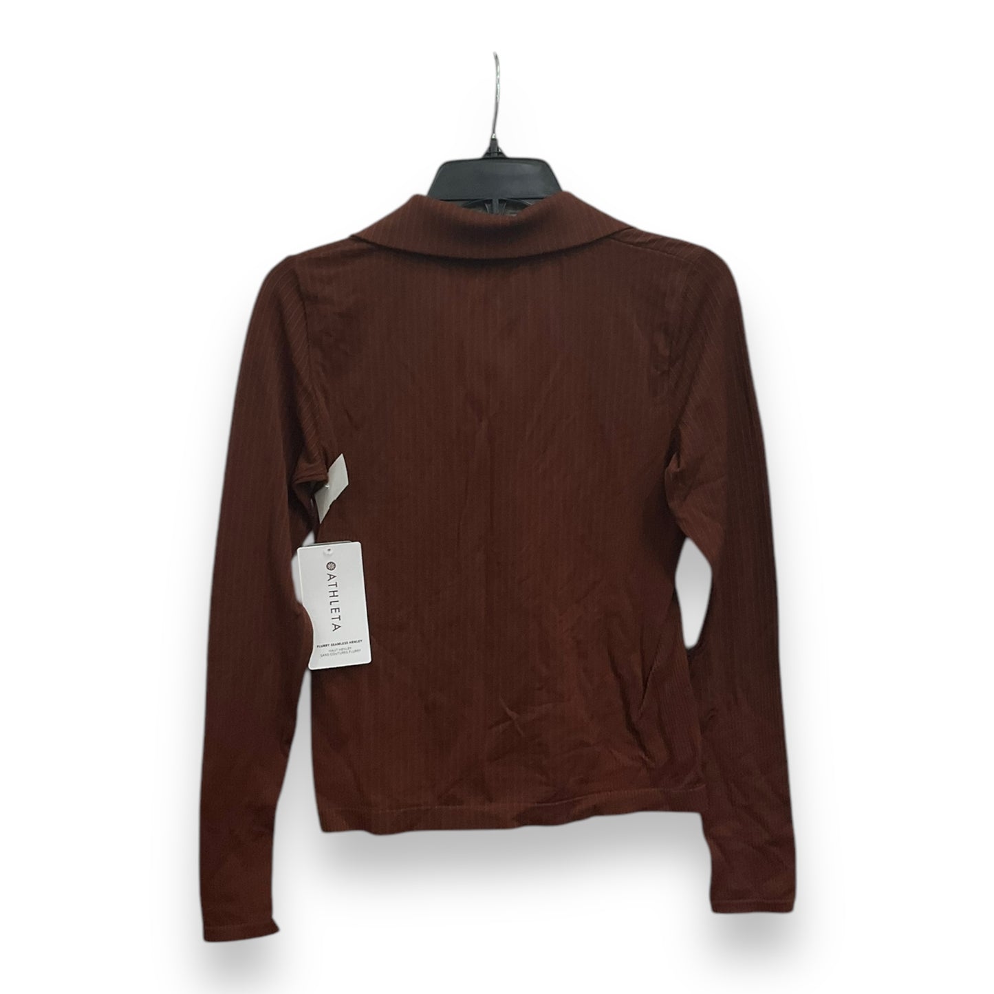 Athletic Top Long Sleeve Collar By Athleta In Brown, Size: S