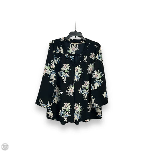 Blouse Long Sleeve By 41 Hawthorn In Floral Print, Size: L