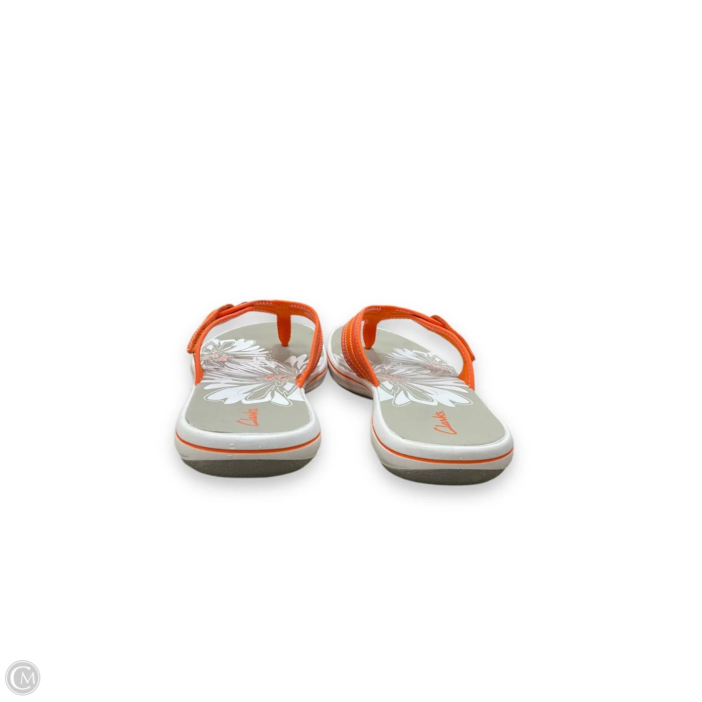 Sandals Flip Flops By Clarks In Grey & Orange, Size: 12