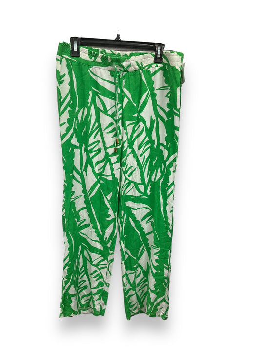 Green & White Pants Wide Leg Lilly Pulitzer, Size M