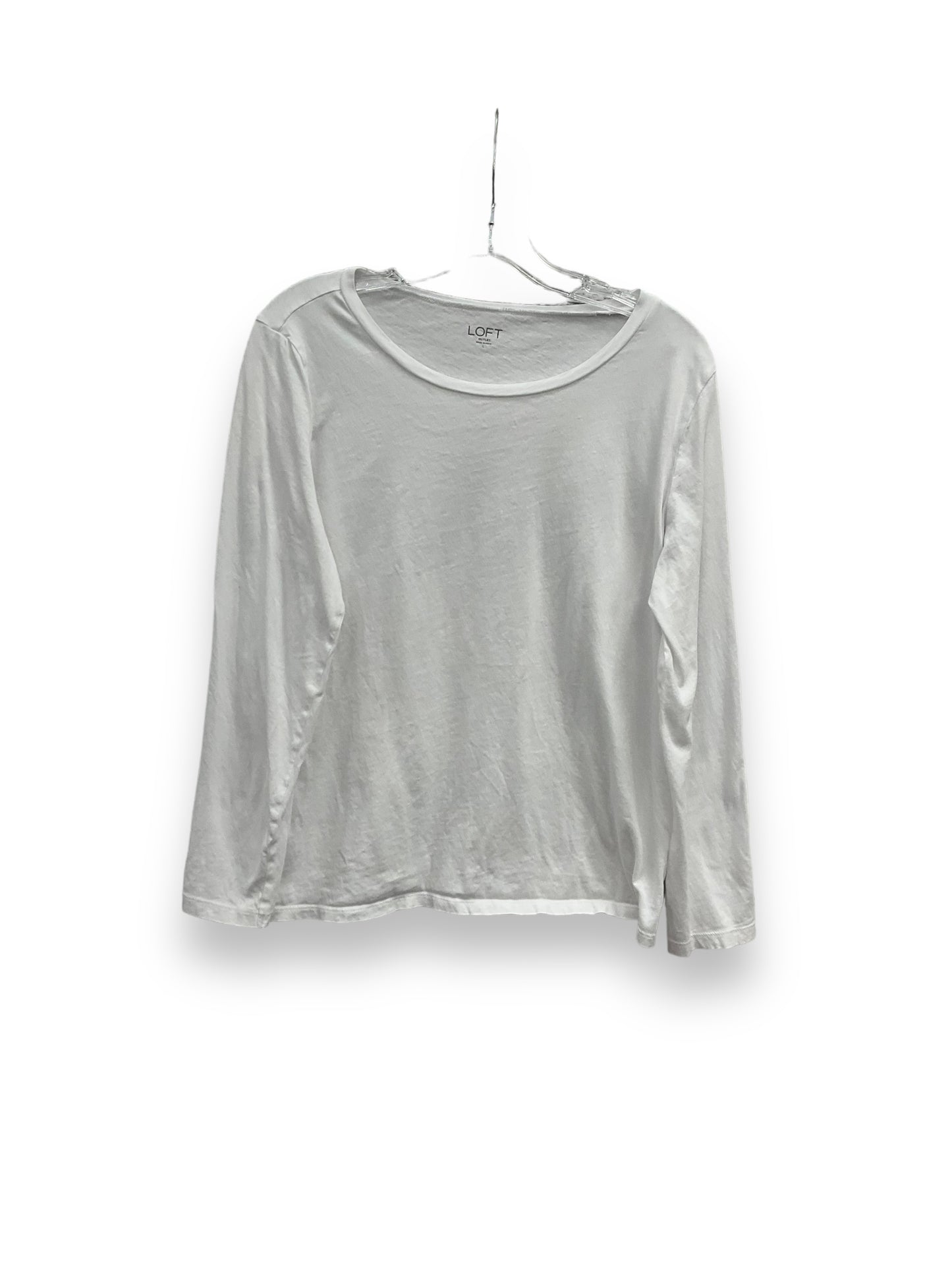 White Top Long Sleeve Basic Loft, Size L