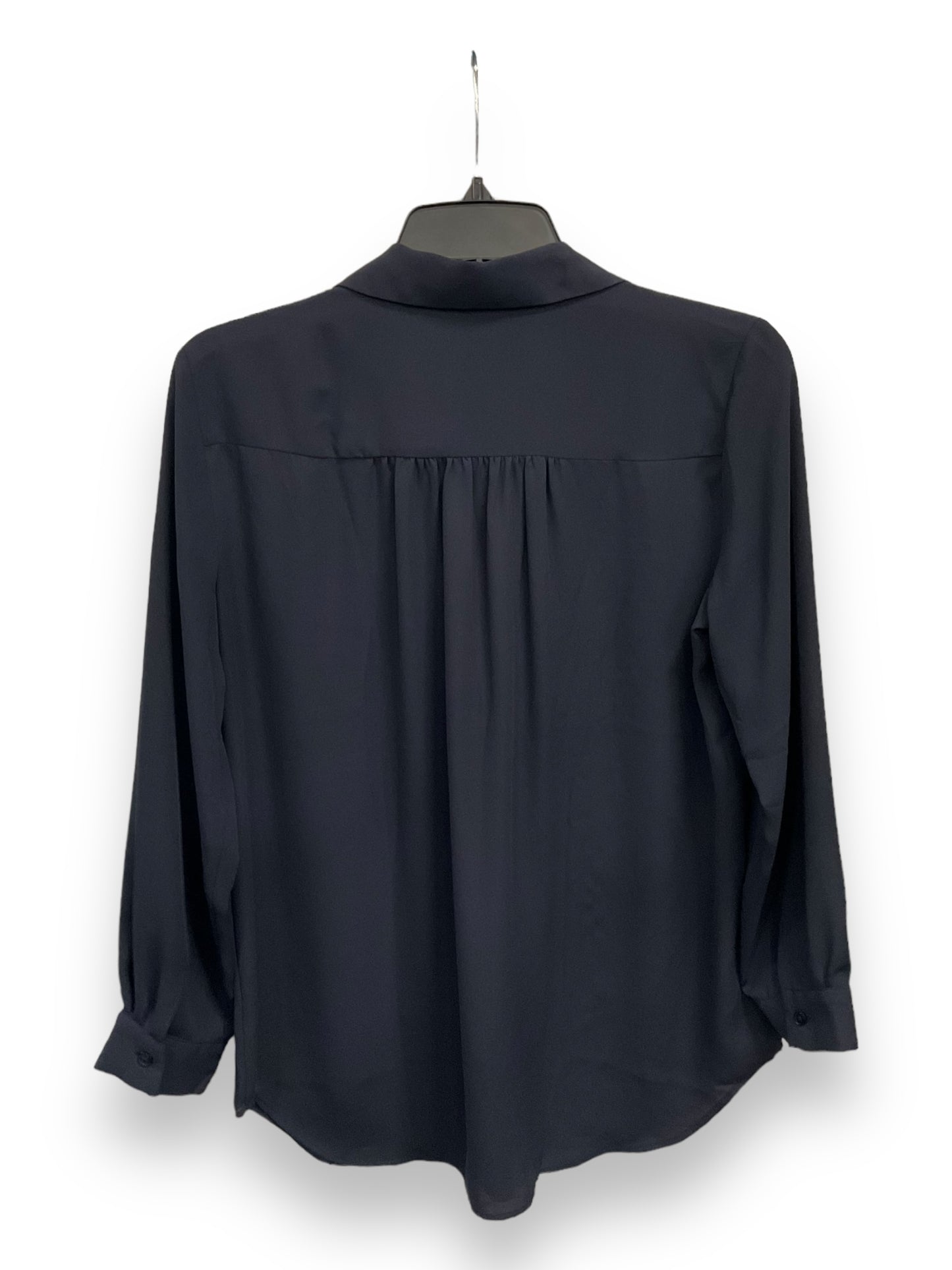 Blouse Long Sleeve By Ann Taylor In Navy, Size: M