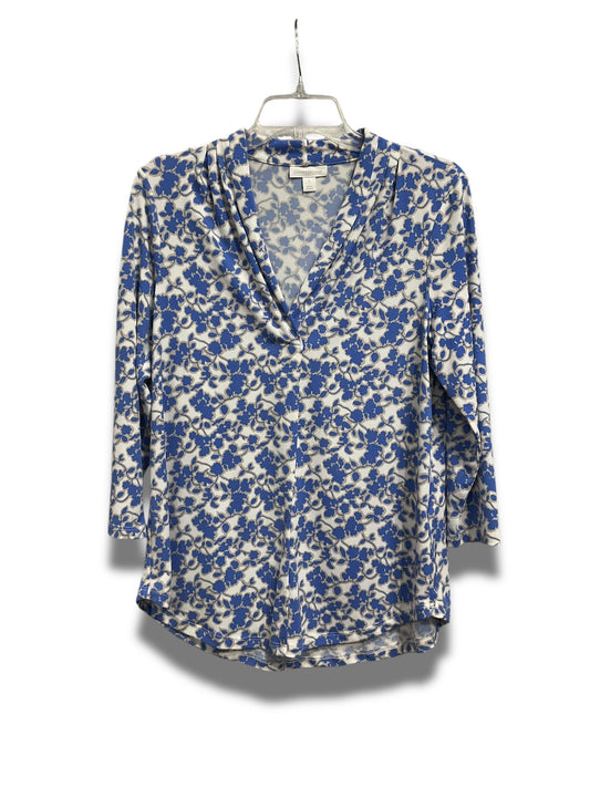 Top 3/4 Sleeve By Charter Club In Floral Print, Size: S