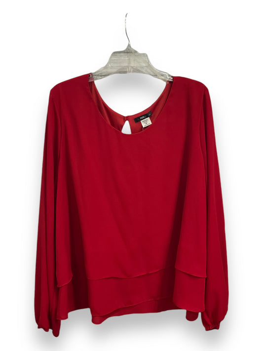 Blouse Long Sleeve By Ing In Red, Size: 3x