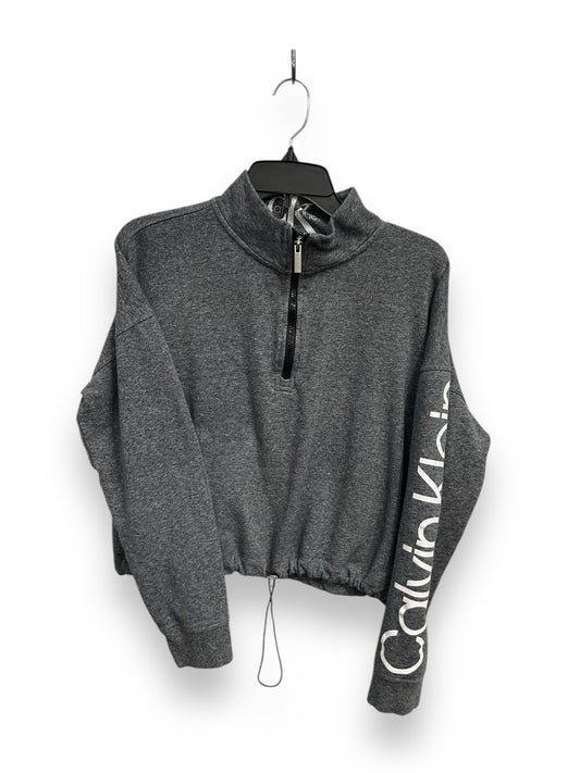 Athletic Sweatshirt Collar By Calvin Klein In Grey, Size: L