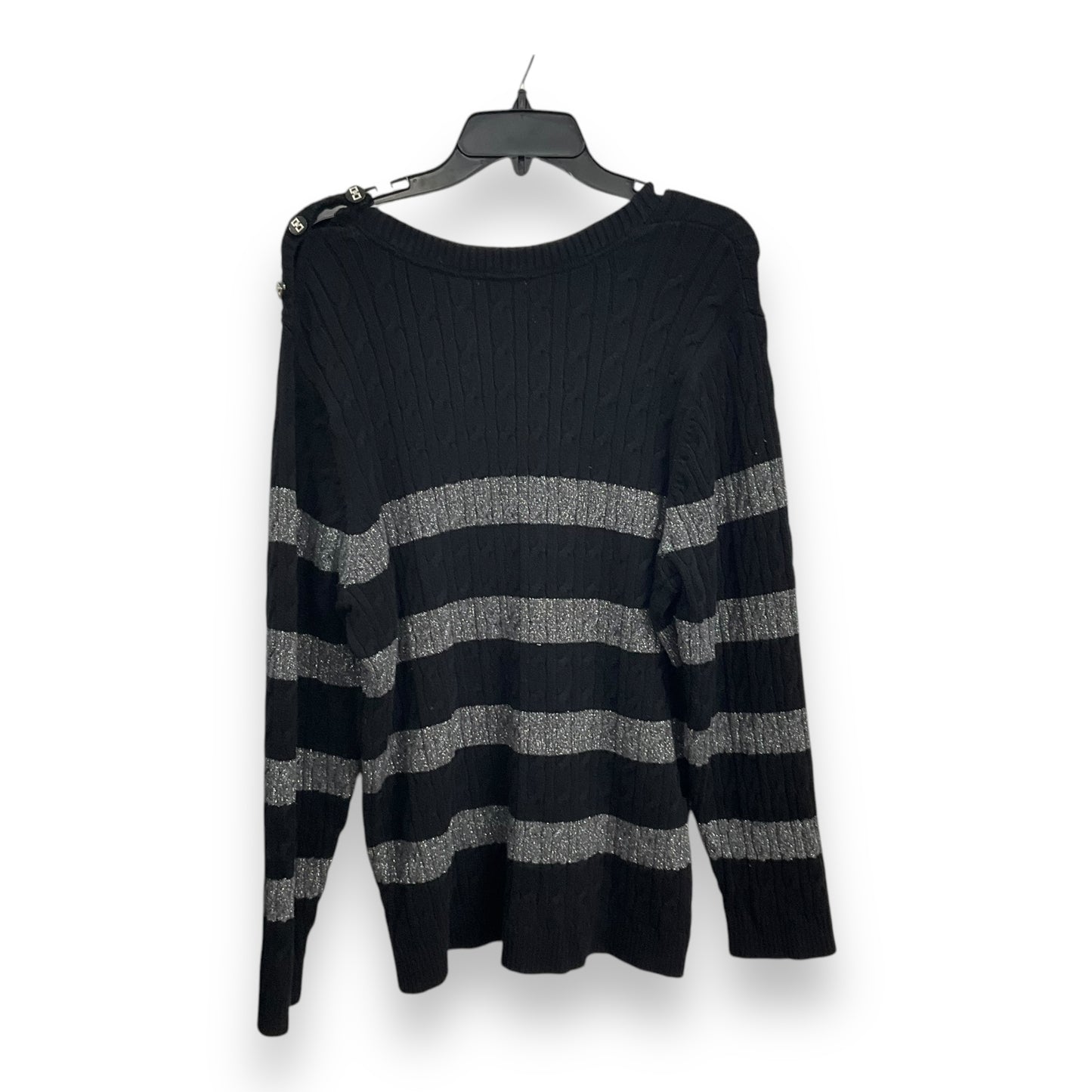 Sweater By Charter Club In Black Grey, Size: 3x