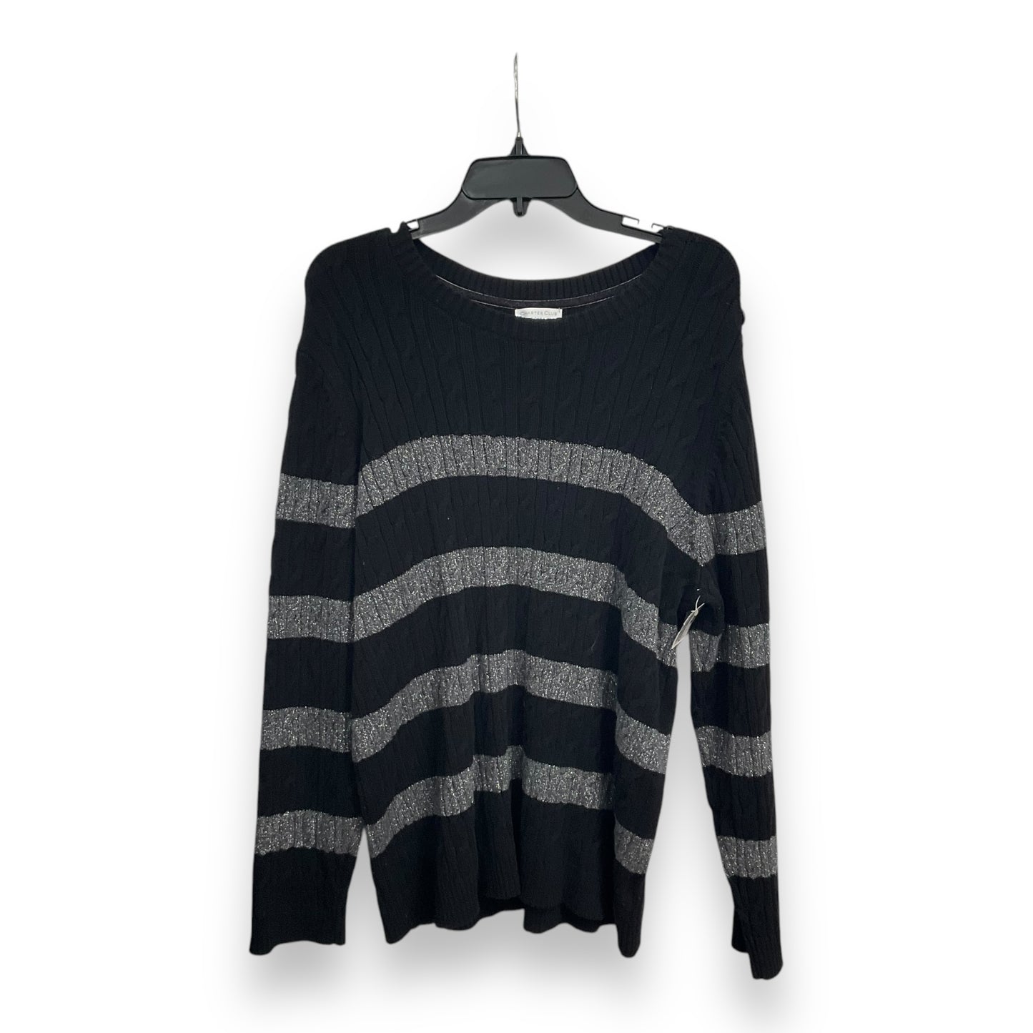 Sweater By Charter Club In Black Grey, Size: 3x