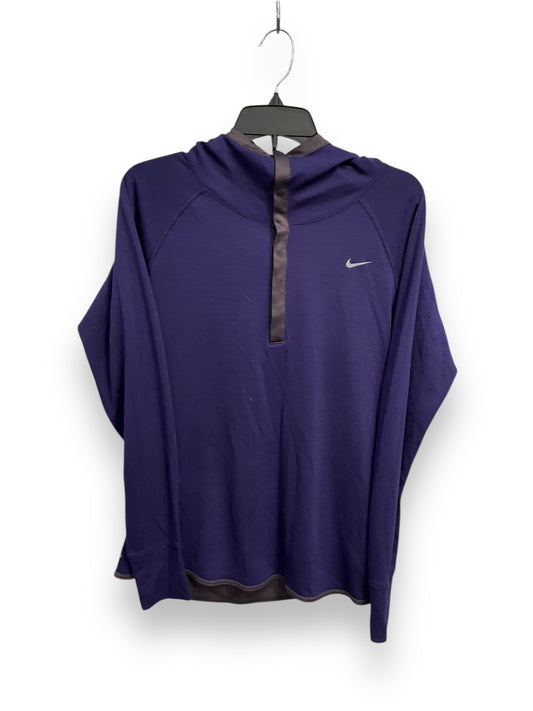 Athletic Top Long Sleeve Collar By Nike In Purple, Size: L